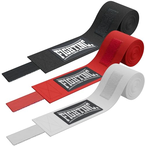 Fightinc. Boxbandagen Pro 3,5m - 350 cm elastisch schwarz rot weiß Weiss Boxen Kickboxen Kampfsport Muay Thai (schwarz (001), 450 cm)