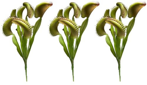 NASSMOSSE Venus Flytrap, 3PCS 15.8 Inch Artificial Venus Fly Trap Plants, Lifelike 8-Head Venus Fly Trap Costume, Reusable Faux Plants for Office Home Table Vase Garden Indoor