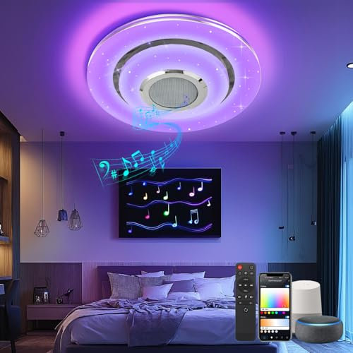 LED Deckenleuchte Dimmbare 3000K-6500K, Alexa&Google Assistant mit RGB Deckenleuchte Wohnzimmer, Schlafzimmerleuchte mit Fernbedienung und APP-Steuerung für Küche Kinderzimmer