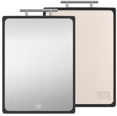 FOLAI Titanium Chopping Board for Kitchen Double Sided Titanium & Wheat Straw PP, Food Grade Cutting Board, Dishwasher Safe, Ideal for Handling Meat and Vegetables Separately,Size 16”×11.4”