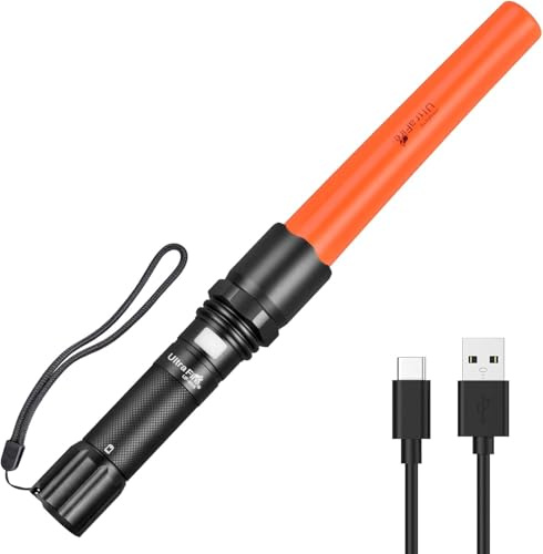 ULTRAFIRE Linterna LED recargable de 619 lúmenes, barra de señal para control de tráfico, 3 modos con modo intermitente rojo para estacionamiento, aeropuerto, bomberos, asistencia en carretera, UF-805