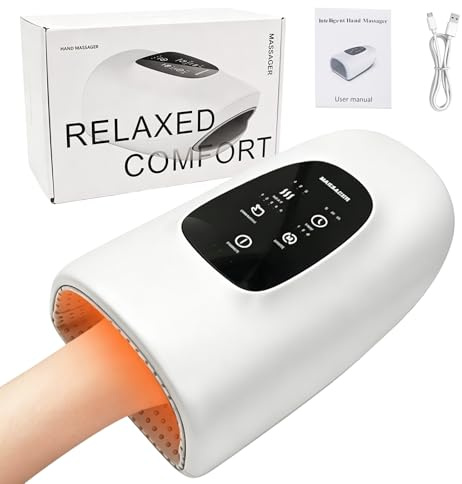 Massaggiatore elettrico per le mani Airbag,senza fili,con 3 massaggi,3 temperature, 5 livelli di pressione,Elettrico Massaggiatore Mani il miglior regalo per la famiglia e gli amici(bianco)