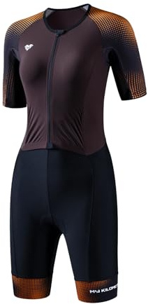 MY KILOMETRE Traje de Triatlón para Mujer Corta Manga – Trisuit con Cremallera Completa y Bolsillos Traseros Secado Rápido para Natación, Ciclismo y Carrera UPF50+