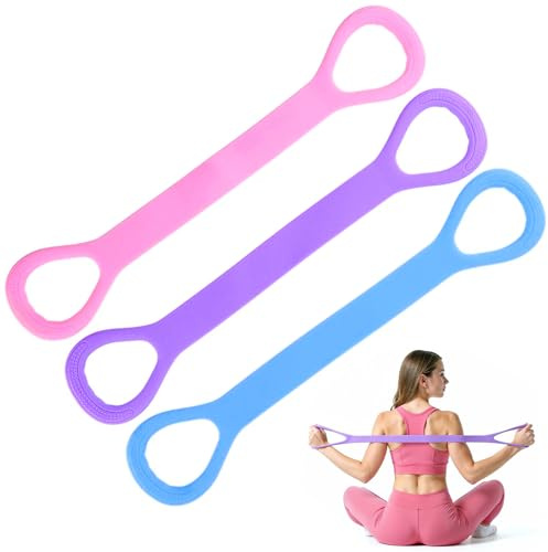 deegbbyi 3 Piezas Bandas Elásticas Resistencia para Fitness, Bandas de Ejercicio en Forma de 8 para Mujeres Y Hombres con Asas, Banda en Forma de 8 para Estiramiento de Brazos, para Yoga Viajes