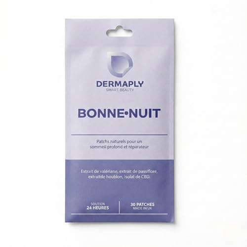 Bonne Nuit Dermaply Patch | Valerian, Passionflower, Hops & CBD | Repairing Sleep & Relaxation | 30 Patches | Vegan & Natural