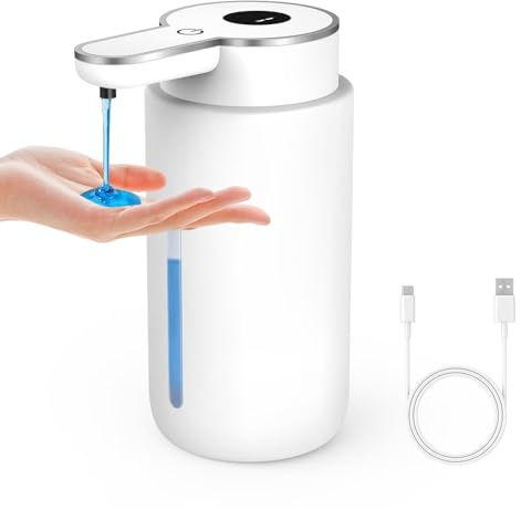 Dispensador de Jabón Automático, Dispensador de Jabón de Espuma Eléctrico de 500 ml con Sensor Infrarrojo, Montaje en Pared, USB Recargable, IPX5 Impermeable para Cocinas, Baños (Liquido)