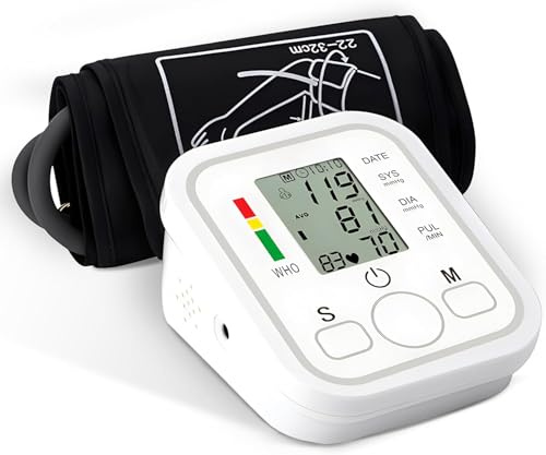 Tensiomètre de bras, Électronique Tensiomètre automatique pour usage domestique, utilisation simple avec un seul bouton, Tensiometre Pour Le Haut du Bras avec mesure précise, brassard réglable 22-32cm