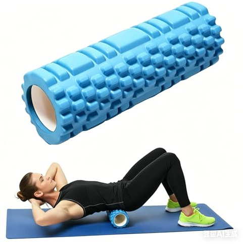 Sänkt fascia rulle ryggrad (30 x 10 cm), skumrulle med 3D-texturmassage, hårt skumrulle för självmassage lindra muskelspänningar, fasciarrulle för yoga, sport, fitness, pilates (blå)