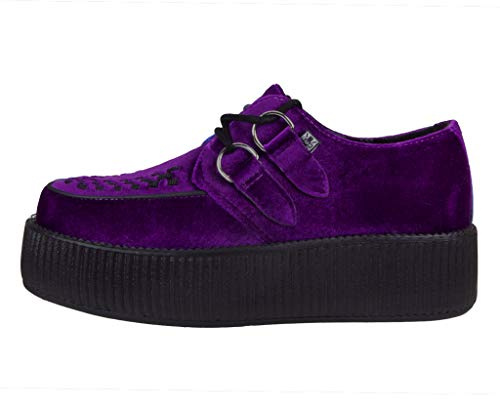 T.U.K. Violet Velvet Viva Mondo Creepers Shoes for Women and Men, Lace Up Platform Shoes | US Women 11 / Men 9