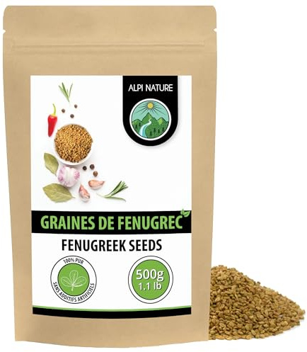 Alpi Nature Bockhornsklöver Frön Hela 500g, Råa Methifrön, Hela Bockhornsklöverfrön för Matlagning