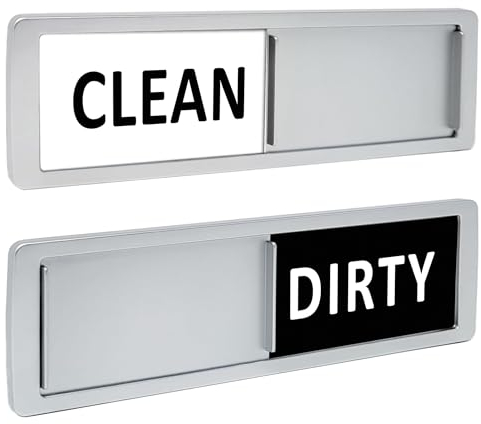 Aimant de lave-vaisselle « Clean Dirty »,Anti-rayures,Super puissant,Doux,Facile à lire et à glisser,Pour cuisine/lave-vaisselle/réfrigérateur/linge/machine à laver (argent et blanc)
