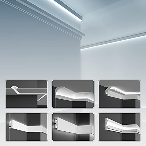 LED Einbauprofil aus Styropor mit Hartbeschichtung, Trockenbau Stuckleisten (10.35 Meter KD203) Dekoration Ecken Spot Innen Winkelleisten Wandleisten