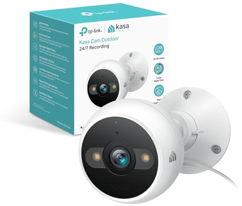 Kasa 2K+ Outdoor Wired Security Camera - Person/Motion Detection, 24/7 Recording, 2-Way Audio, Siren, Starlight Color Night Vision, Subscription-Free Local Storage or Optional Cloud, KC420WS