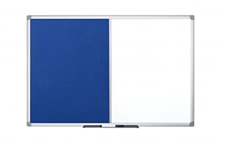 Display Genie Combination of Magnetic Dry Wipe Whiteboard & Felt Notice Board – Aluminium Frame – Lightweight – Pin-Up Board – Ideal for Offices & Home (Blue Felt) (900 * 600mm)