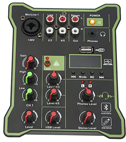 5-kanals Mixer, Quick Response Inspelningsmixer Stereo Mixer Scenutrustning Mixerkonsol