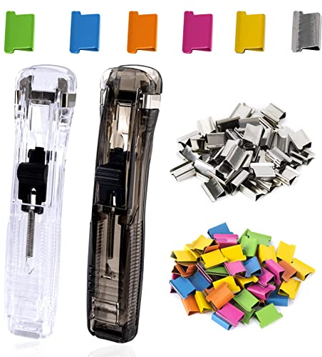 AWAVM Clam Clip Dispenser Push Stapler Creative Stapler Dispenser di pinze con 100 clip di ricarica per il fissaggio di documenti di rilegatura in carta a fogli mobili per la scuola di ufficio