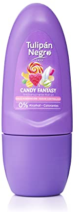 Tulipán Negro Antitranspirante Roll-on Candy Fantasy 50 ml, 0% Alcohol y Colorantes, Sudor Controlado