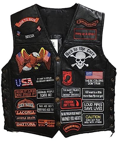 WalnutKing Giacca da motociclista da uomo in pelle con toppe alla moda (IT, Testo, XL, Regular, Regular, 4)