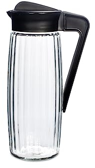 Royal Norfolk Brocca in Vetro Trasparente con Tappo in Plastica Colorato, 1600cc