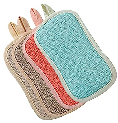 4 Pack Kitchen Scrub Sponge Dual Action Washing Up Cleaner Heavy Duty Scouring Pads Household Cleaning Wash Cloth (4)