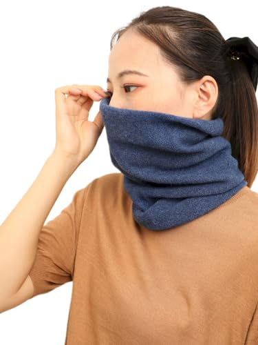 Prettystern Damen Kaschmir-Wolle Loop Schal feinstrick Schal Winter Cashmere warm Schlauch-Schal Rundschal Halstuch Blau