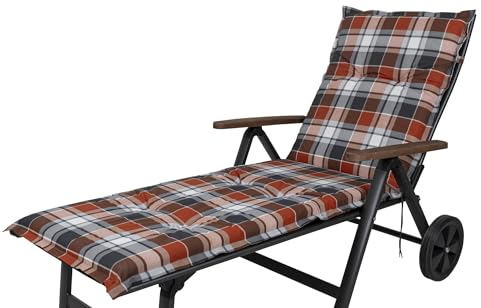 Sun Garden Auflage Rollliege Neckar 10610-440 terrakotta-grau-weiß kariert 187x60x8 cm