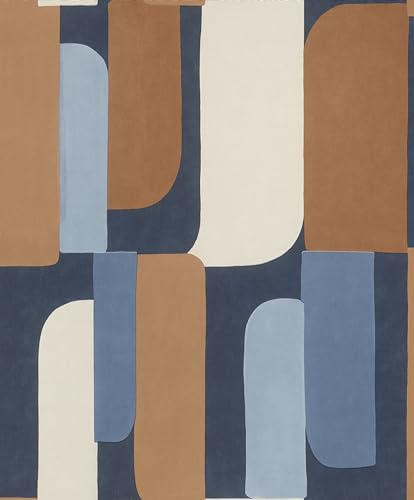 Rasch Carta da parati 330519 - Carta da parati in tessuto non tessuto con motivo geo, in blu, marrone, bianco, della collezione Paraiso, 10,05 m x 0,53 m (lunghezza x larghezza)