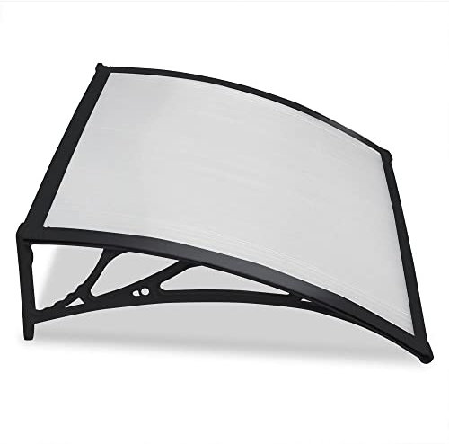 Yaheetech Canopy Outdoor Window Awning Porch Canopy Waterproof Front Door Canopy Awning Rain Shelter 120 x 80 cm, Black