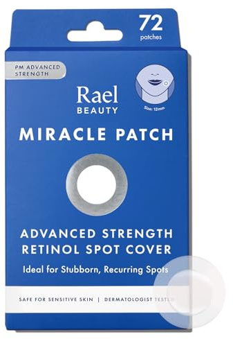 Rael Pimple Patches, Miracle Retinol Spot Cover - Korean Skincare, Hydrocolloid, Acne Spot Treatment Patch, Face Stickers, PM Advanced Treatment, Vegan & Cruelty Free (72 count)