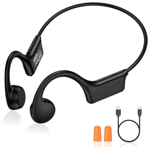 Auriculares Conducción Osea, Auriculares Deportivos Bluetooth 5.3, Auriculares Oreja Abierta Inalambricos con Micrófono, IP55 Impermeables Deportivos Auriculares para Ciclismo Correr, Carga USB-C