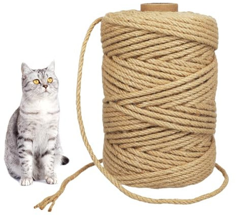 100M Sisal Rope for Cat Scratcher, 6MM Cat Scratching Post for DIY Projects, Cat Tree Repair, Gardening Bundling, Craft Decoration