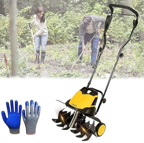 Sladdlös kultivator Rotavator, 2400W elektrisk trädgårdskultivator med 6 blad, fällbar roterande motorhacka for gräsmatta, jordbearbetningsdjup 22 cm och bredd 45 cm, for gräsmatta (endast verktyg)