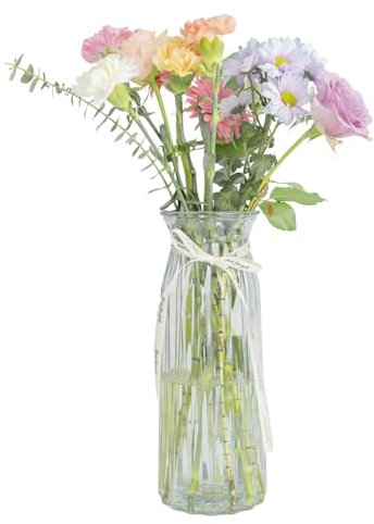 DARENYI Flower Vase 9.4 Inch Glass Vases for Flowers Home Table Centerpiece Clear Vase for Living Room, Wedding, Dinner, Table, Office, Bedroom (Clear)