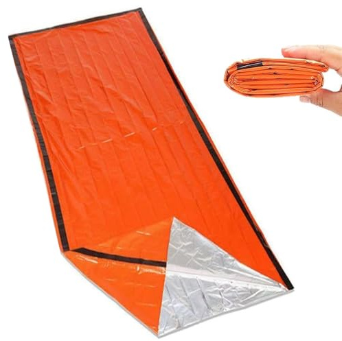 SNZ Manta Térmica Supervivencia – Saco de Dormir Emergencia Ligero, Manta Isotérmica para Aire Libre, Senderismo, Cámping, Excursionismo, Impermeable, Windproof, PE Aluminizado