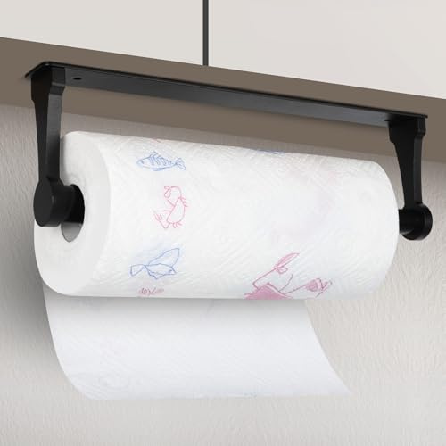 Cozary Portarrollos de Papel higiénico, Montaje en Pared, Portarrollos Baño Autoadhesivo con Tornillos Fijos, Perforado o Autoadhesivo, Portarollos para Cocina, baño, Inodoro, Negro