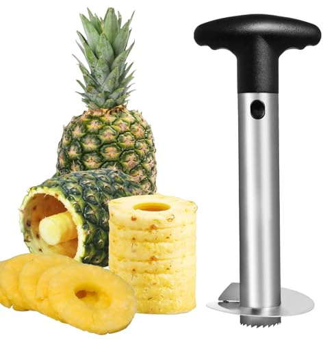 Ananasschneider, Verbessert, Edelstahl Ananas Schäler, Edelstahl Ananasschneider Entferner, Entfernung von Ananaskernen, Mehrweg Praktischer Ananasschneider, Einfaches Schneiden von Ananas