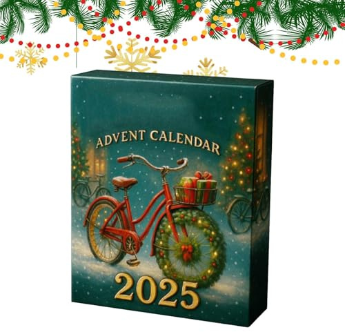 Calendrier Publicitaire 2025 Sur Le Thème Du Vélo - Compte À Rebours De Noël De 24 Jours Avec 24 Pendentifs De Vélos, Boîte Cadeau Au Design Moderne Et Vintage Avec Vélo Miniature - Cadeau Festif
