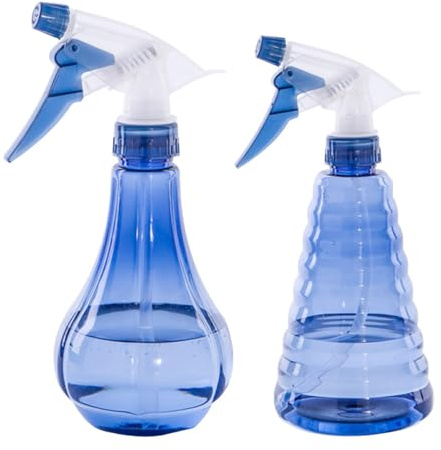 AKOOSY Lot de 2 Vaporisateurs en Plastique Réglables 200 Ml Bleu Styles Goutte Lisse et Cône Pulvérisateurs d'Eau pour Jardinage Fleurs et Salon de Coiffure Réutilisable