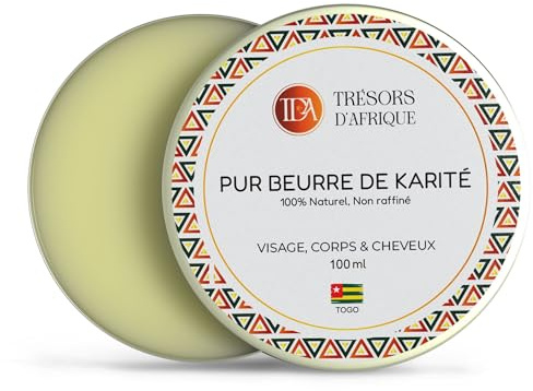 Pur Beurre de Karité non raffiné - 100ml - Origine Togo - Pur à 100% - Garanti Sans Additifs - Hydratant visage & Corps - Soin cheveux - Raw Shea Butter Organic - Trésors d'Afrique