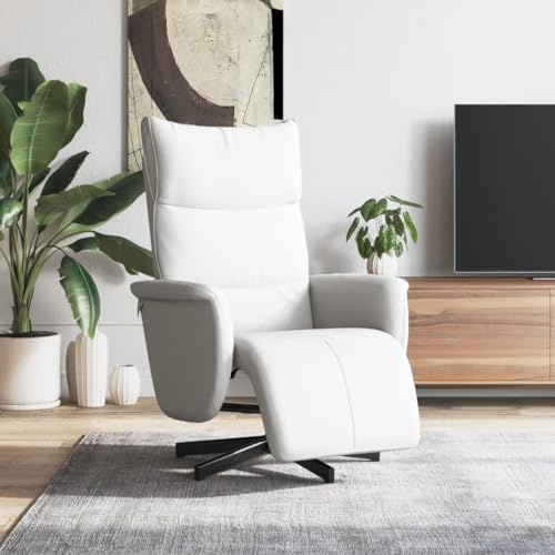 Genérico Sillón reclinable con reposapiés Cuero sintético Blanco,Mobiliario,Sillas,Sillones,356590