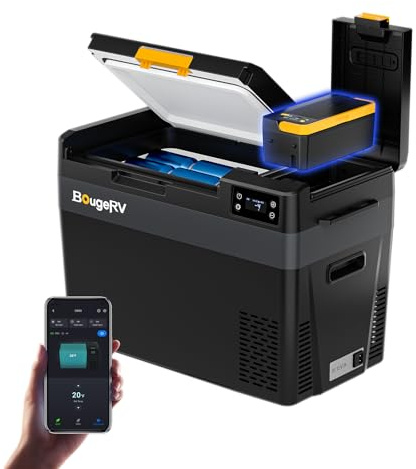 BougeRV Glacière à Compression CRX3 28L avec Batterie 240Wh, Appli Contrôle