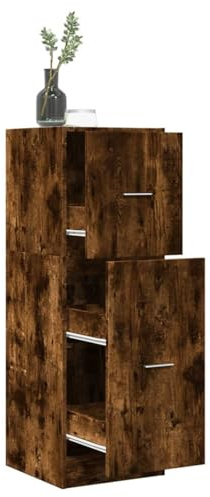 Fecpoo Armario farmacéutico roble ahumado 40 x 41 x 118 cm de madera con 3 cajones para cocina, salón u oficina