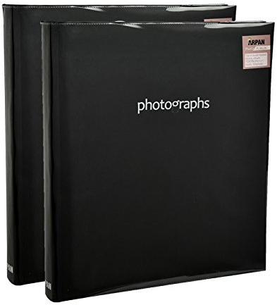 Black Memories Photo Album 5 x 7'' /13x18cm 120 Photos Large Slip in Photo Album Memo Book - with Index Page/DVD Pockets Pack of 2 (Black)