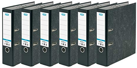 Elba A4 Lever Arch Files, Black Cloud Effect, Durable Matt Paper-on-Board Filing Folders, 80 mm Spine Holds Up to 560 Sheets, Pack of 6