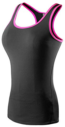 Dam sport tank top racerback löptopp skjorta toppar för fitness, yoga och löpning, Träningskläder, Svart ros, S