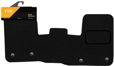 FSW - Tailored Mats - Fits FORD Transit Custom 2019-2023 1 Piece Front - Black Carpet - Van, Non Slip Mat, Fitted With Clips, Granulated Backing and Edged With Black Cloth Binding - 1Pc Floor Mat Only