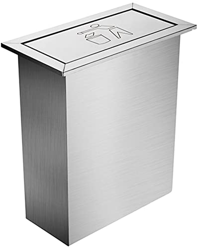 Poubelle de Cuisine Poubelle en Acier Inoxydable, Couvercle de Comptoir encastré pour Poubelle Intégrée dans l'Armoire, Chute à Déchets avec Couvercle à Rabat Balance, pour Restaurant/Hôtel/Établi