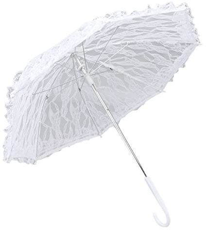 Wifehelper Spitze Regenschirm, Sonnenschirm Vintage Hochzeit Braut J Griff Regenschirm für Dekoration Foto Dame Kostüm Hochzeit Party Dekorationen Abschlussball