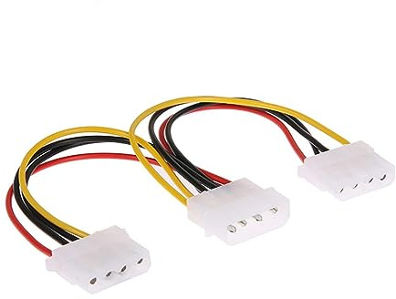 RUITEXUN Molex LP4 4 broches mâle vers 2 x 4 broches femelle de type D, répartiteur en Y, adaptateur de câble d'alimentation IDE PSU pour disque dur d'ordinateur et ventilateur de refroidissement