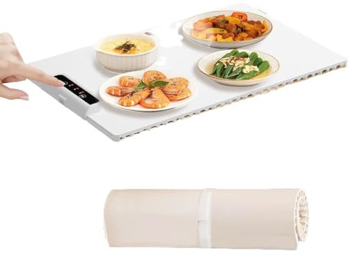 Bandeja calentadora eléctrica portátil, calefacción de superficie completa, tapete calentador de alimentos plegable, servidores de platos calientes, calentador de alimentos versátil para reuniones